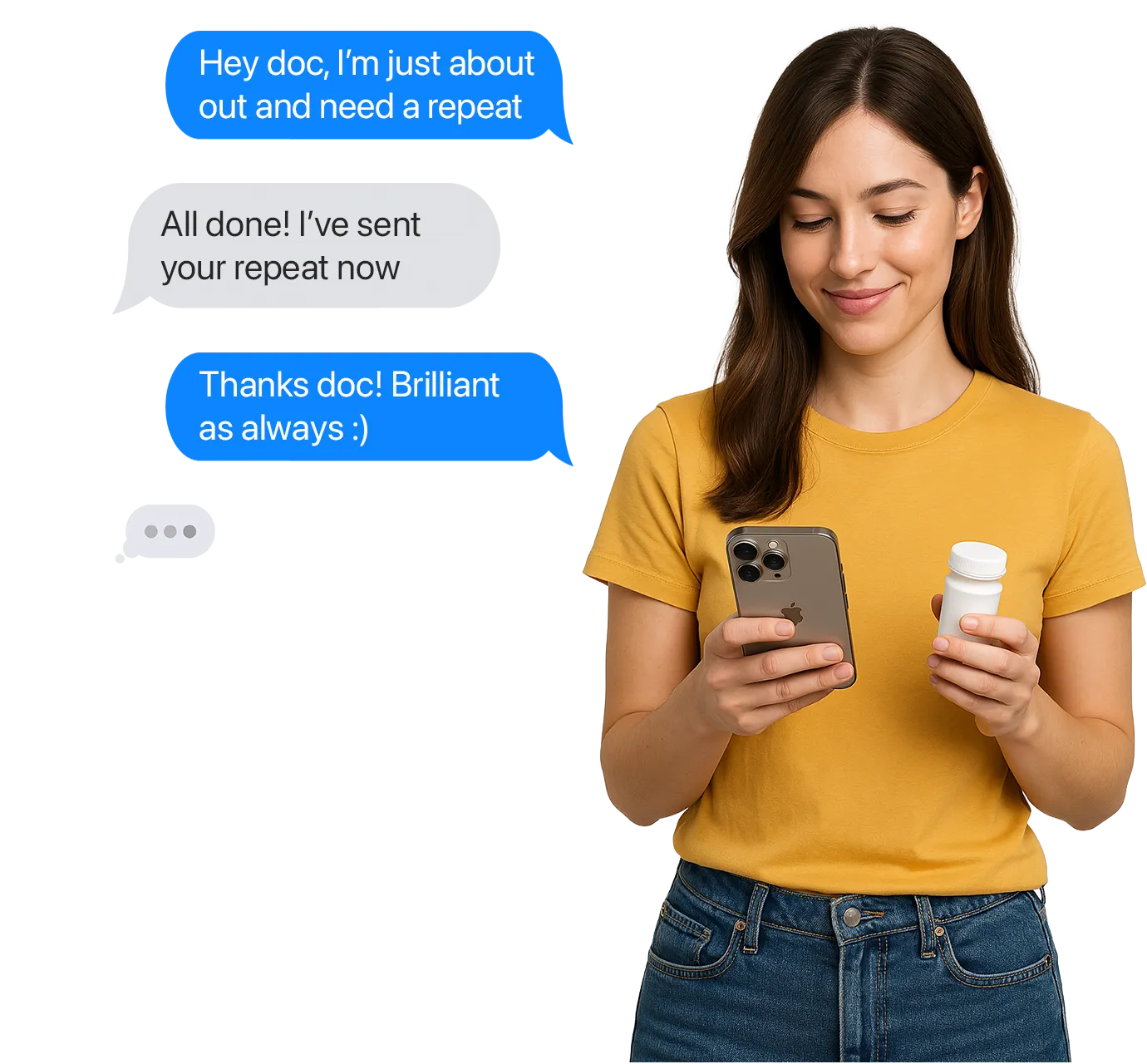 Young woman texting a doctor in New Zealand