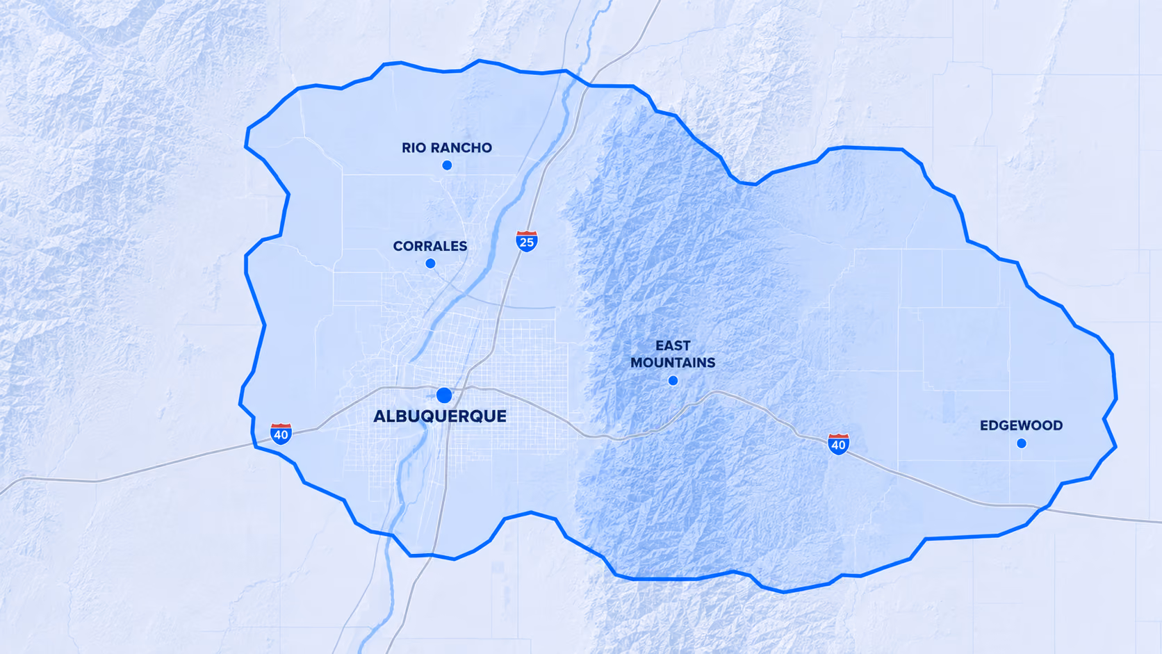 Blue Bear's service area - Albuquerque, rio rancho, corrales, and east mountains