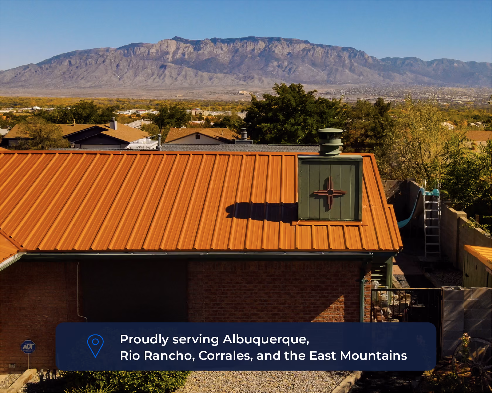 metal roof replacement in NW albuquerque - sandia mountains in the background