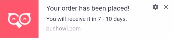 order placed trigger push notification