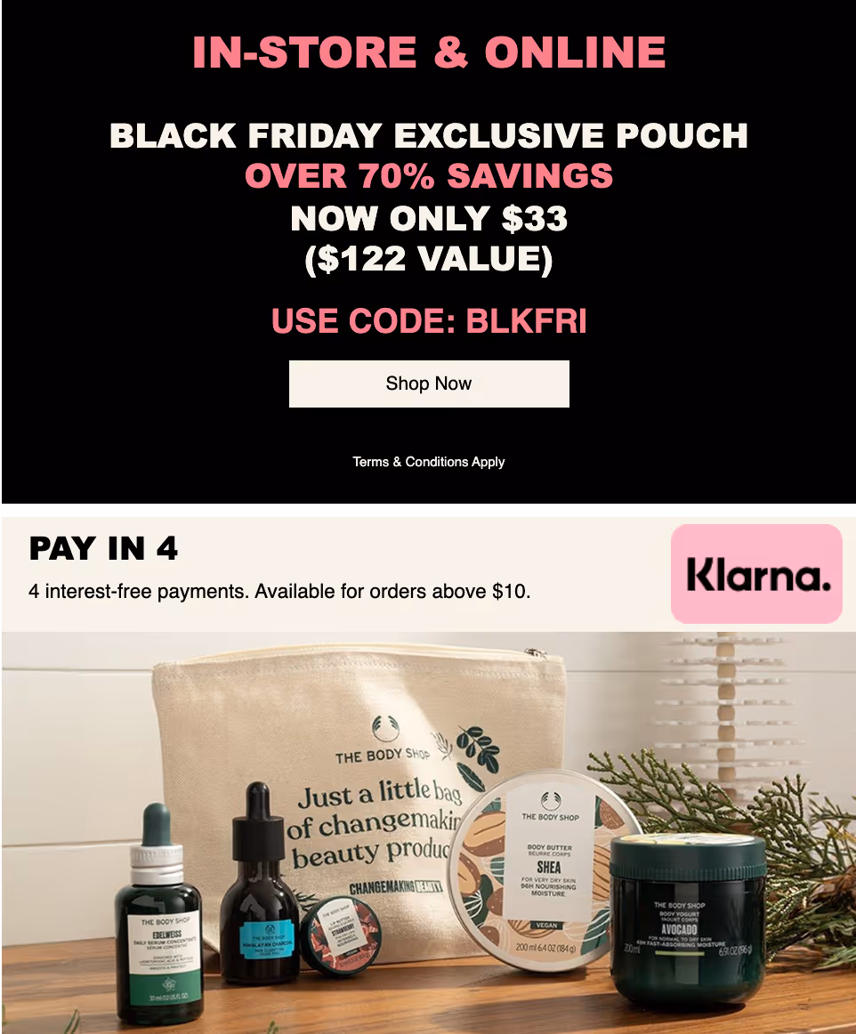Body Shop limited edition offer with exclusive gift for BFCM