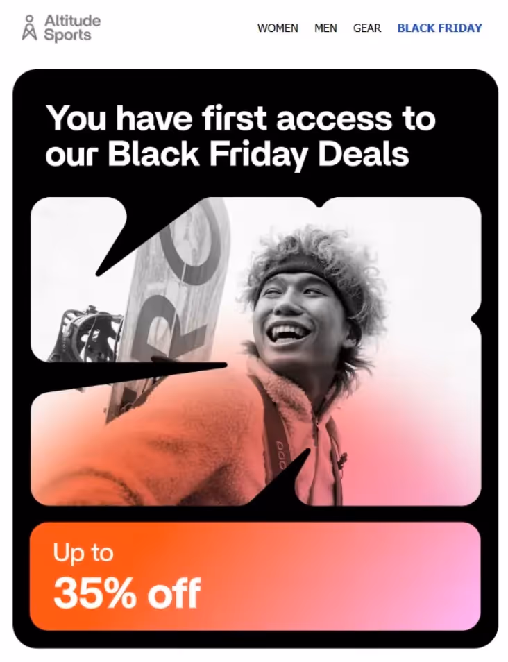 Early access to Black Friday deals for VIP members by a sports brand