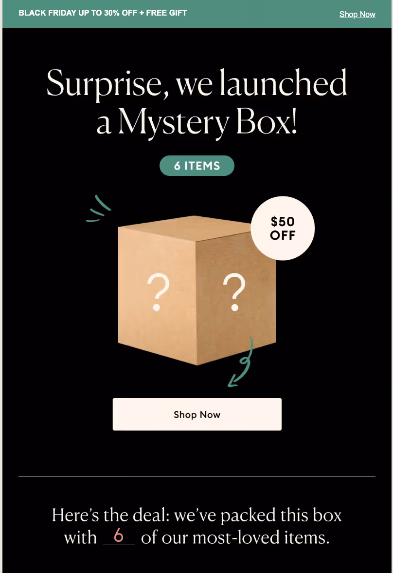 Mystery Box BFCM to generate curiosity