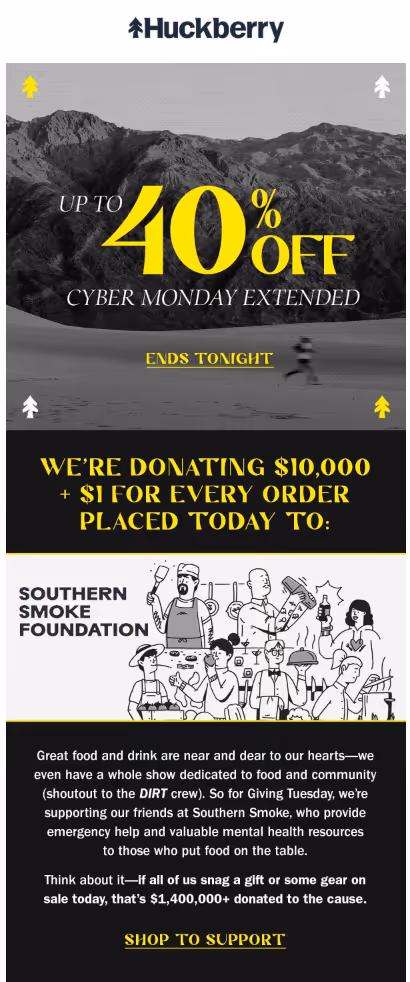 Huckberry cause-based Black Friday deal