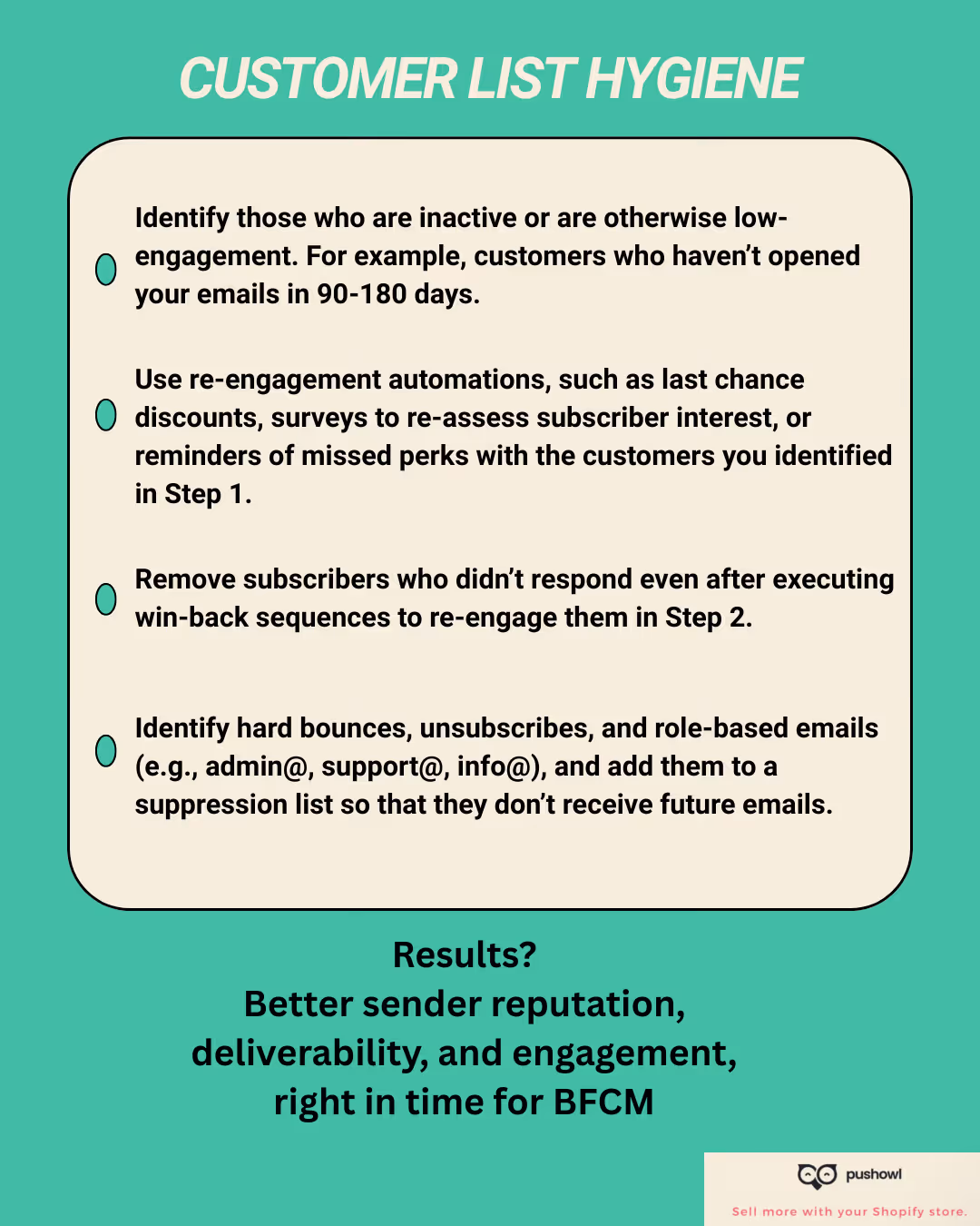 List of suggestions to improve customer lists for Black Friday and Cyber Monday