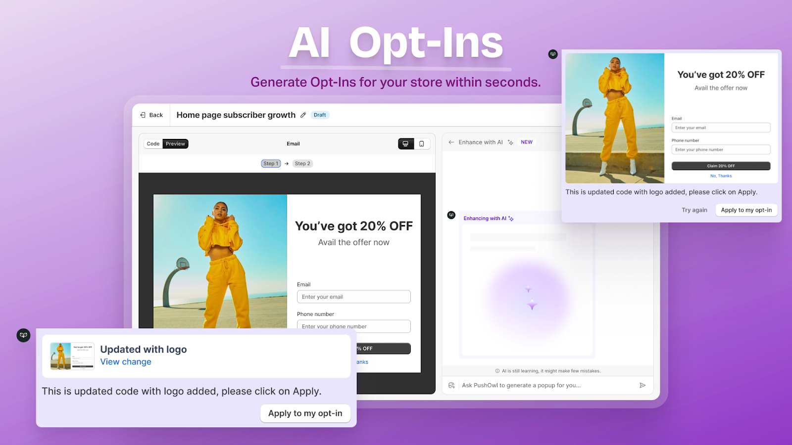 AI opt-in forms that can be customized during Black Friday and Cyber Monday