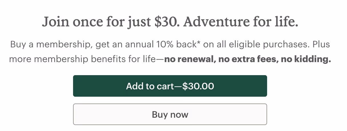 paid membership reward program REI for shopify brands