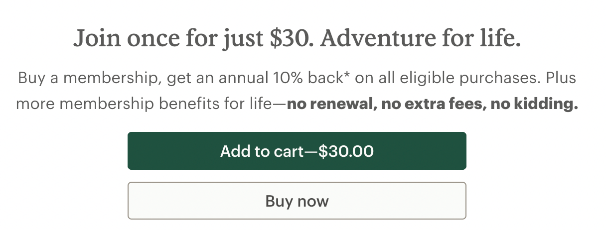 paid membership reward program REI for shopify brands