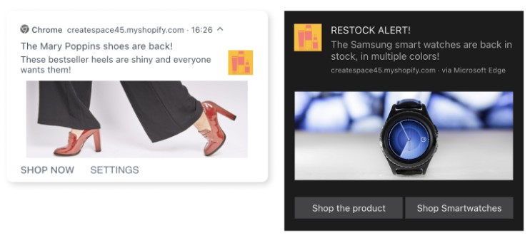 back in stock push notification