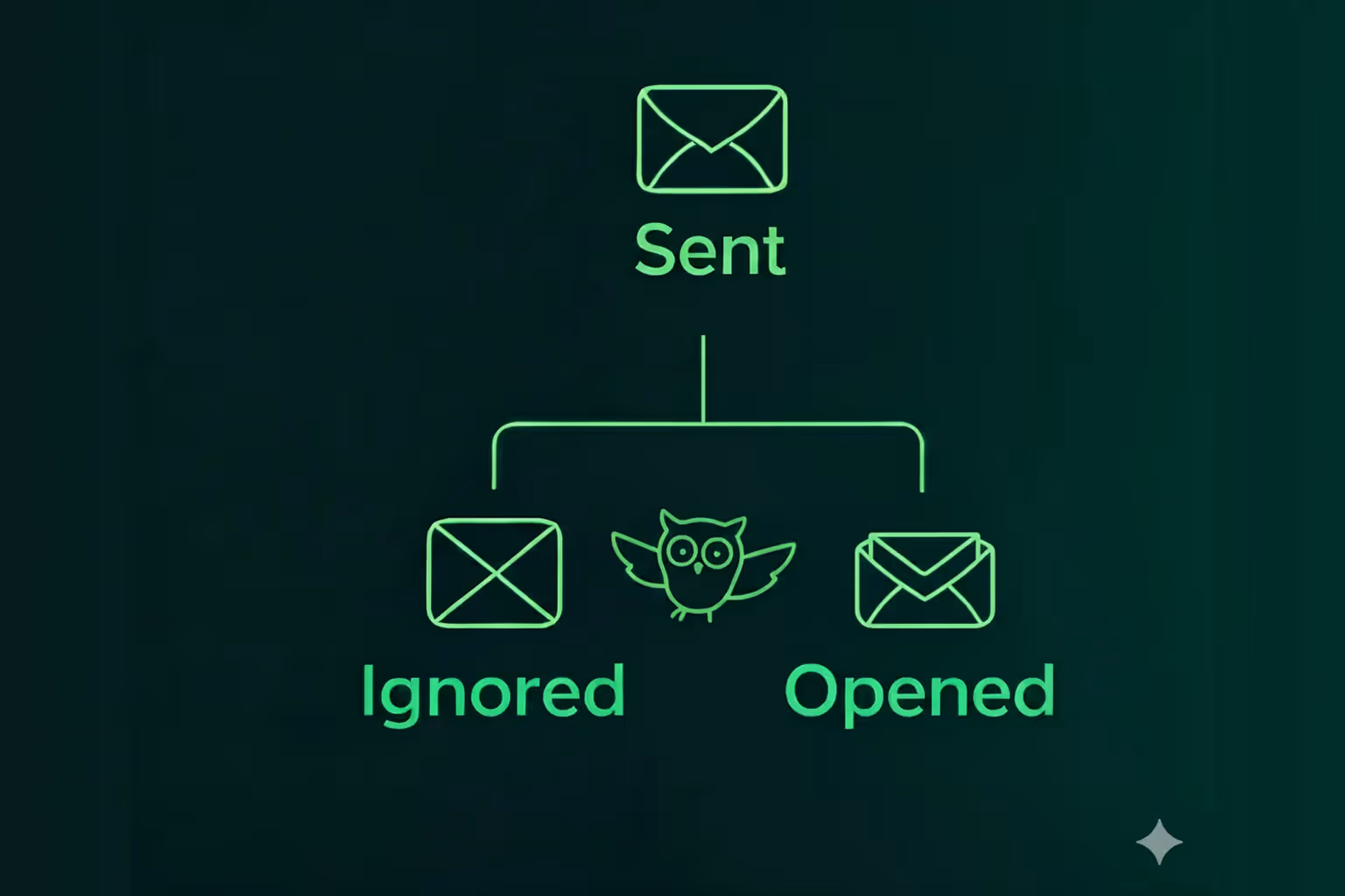 A flowchart of an email being sent from a Shopify store either being ignored or opened to assess email open rates