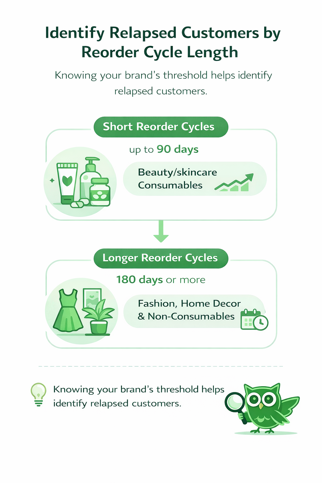 Infographic explaining repurchase frequency for different kinds of product categories