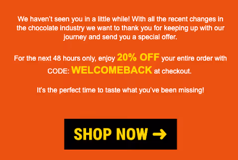 win-back email for shopify brand using discount code