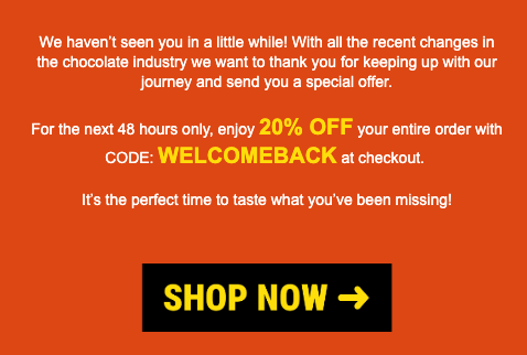 win-back email for shopify brand using discount code