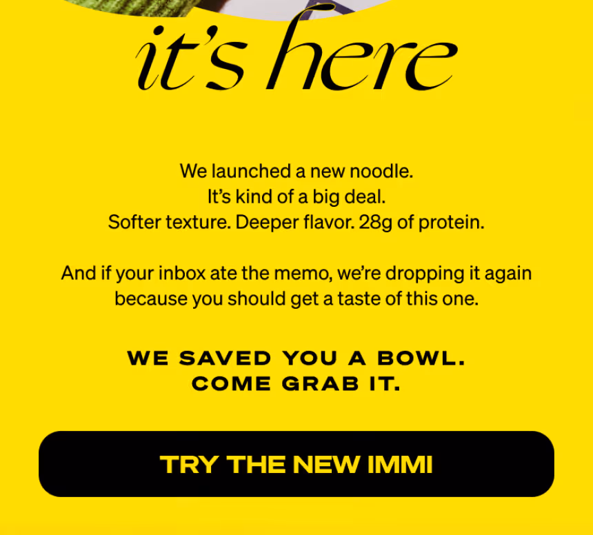 e-commerce win-back email announcing new product