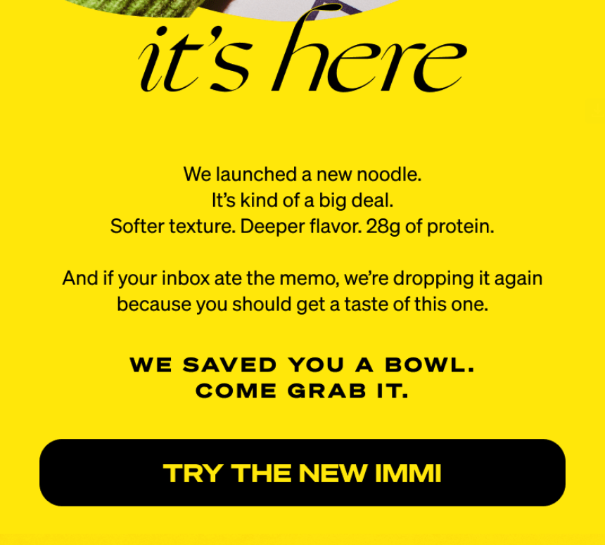 e-commerce win-back email announcing new product