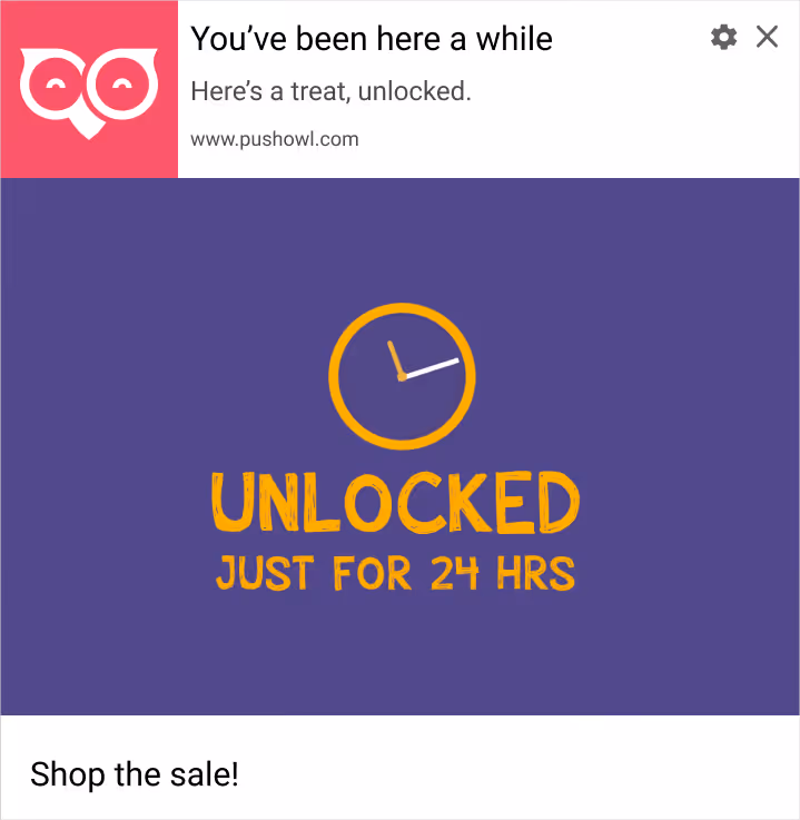 web push notification with a time-sensitive offer