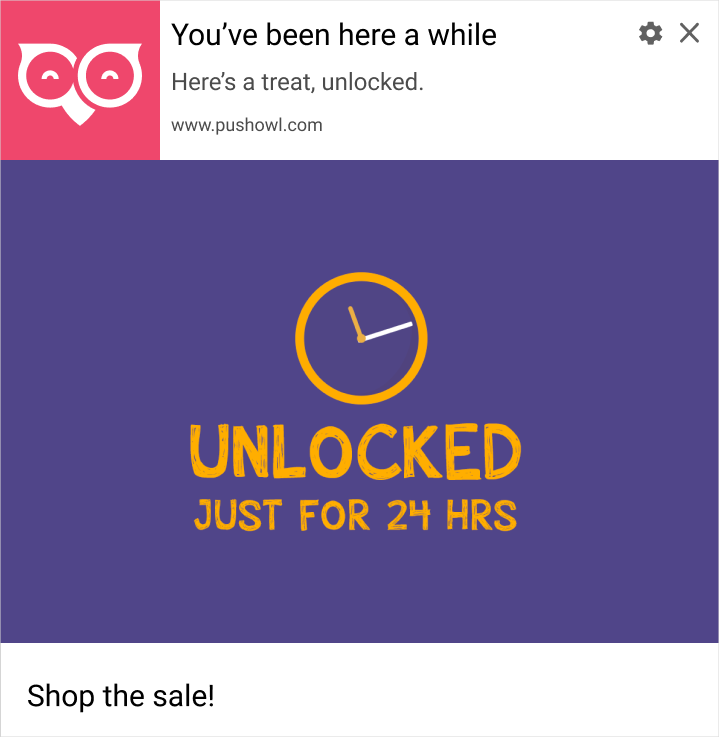 web push notification with a time-sensitive offer