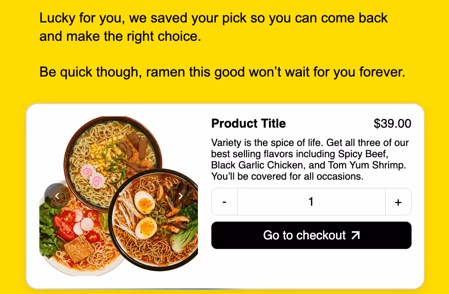 abandoned cart email flow by Immi