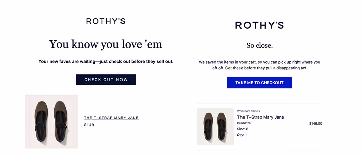 Rothy’s email identifying abandoned product