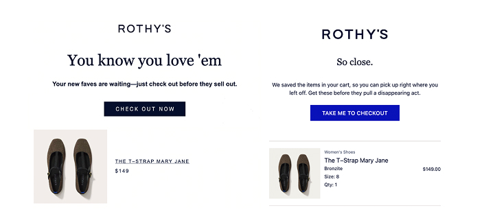 Rothy’s email identifying abandoned product