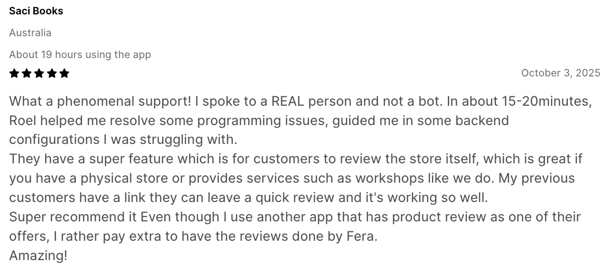 Review of Fera, one of the best product review apps on shopify