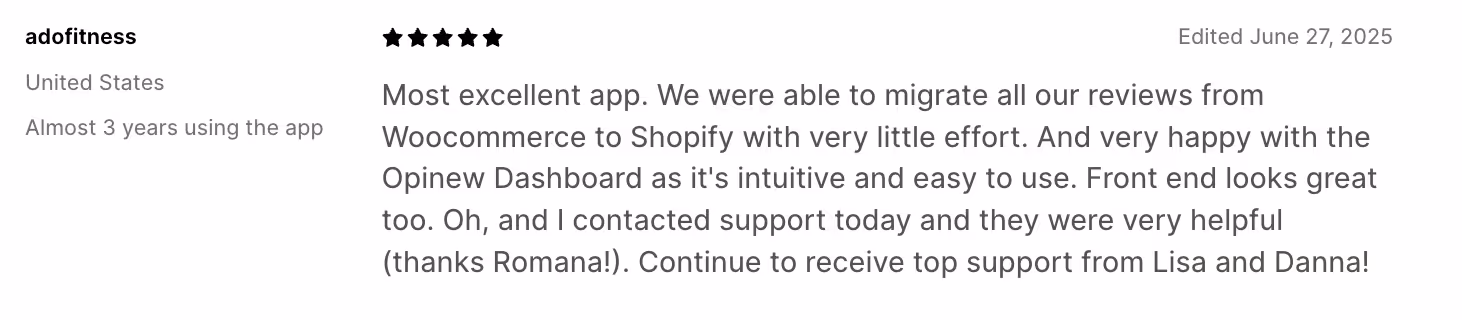 Opinew, product review app for Shopify stores