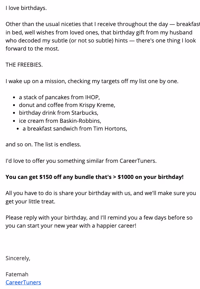 triggering birthday email automation workflow by asking for customer's date of birth