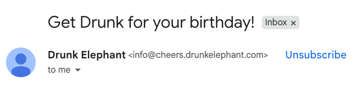 birthday email strategy asking for date of birth