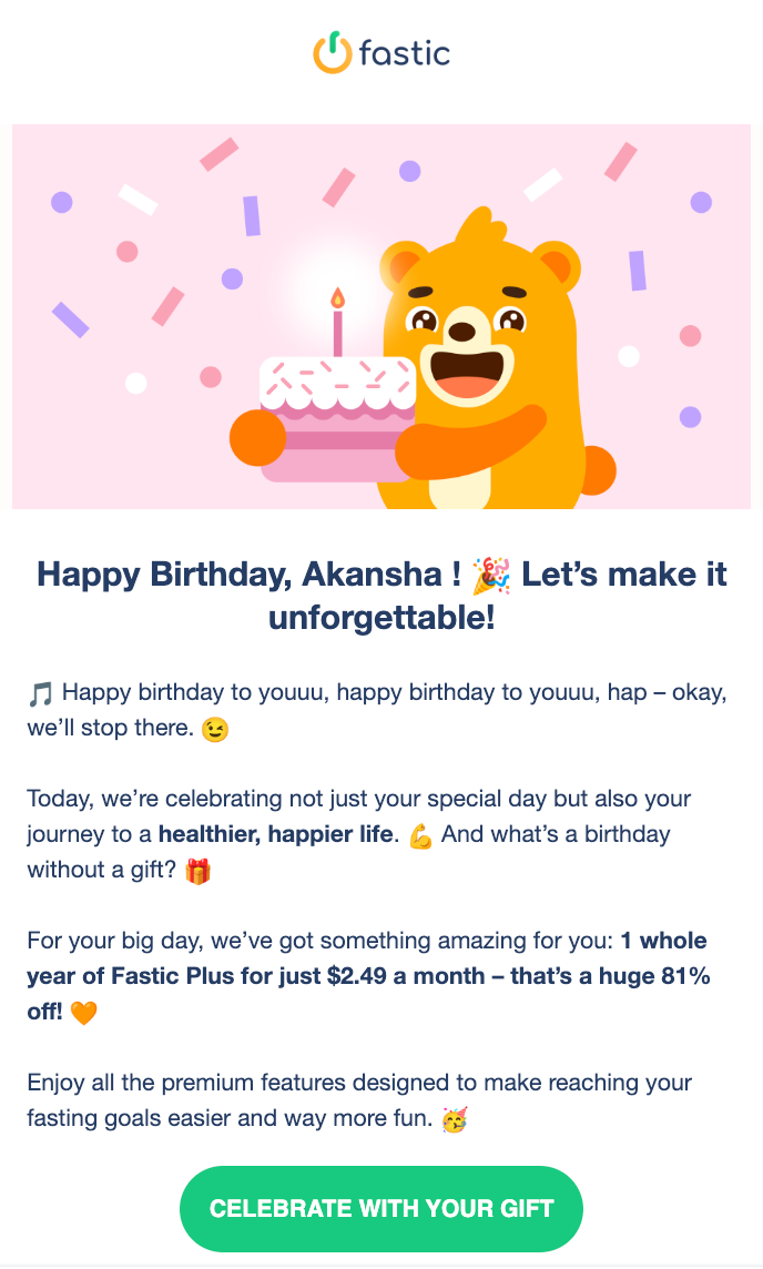 birthday discount email examples