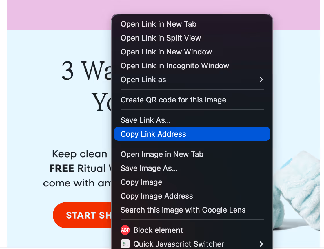 drop-down menu for link inspection