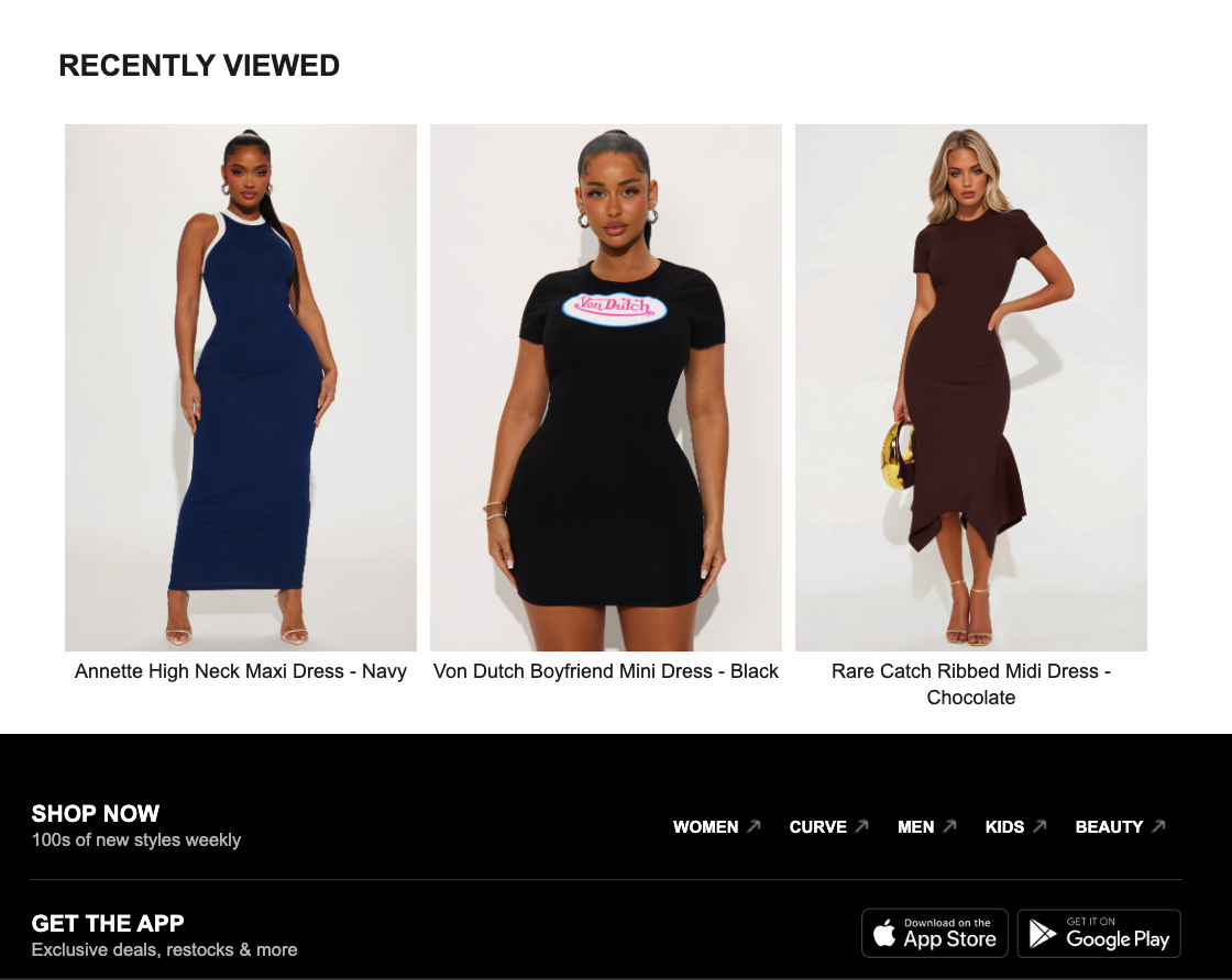 Email marketing examples with product blocks