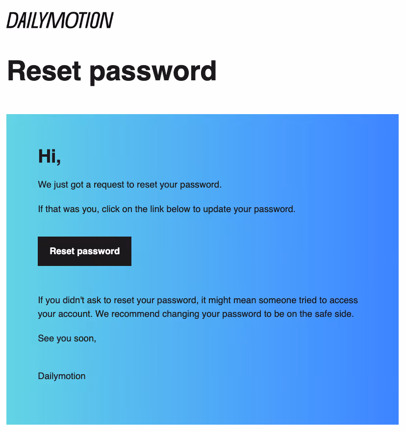 change shopify account password email