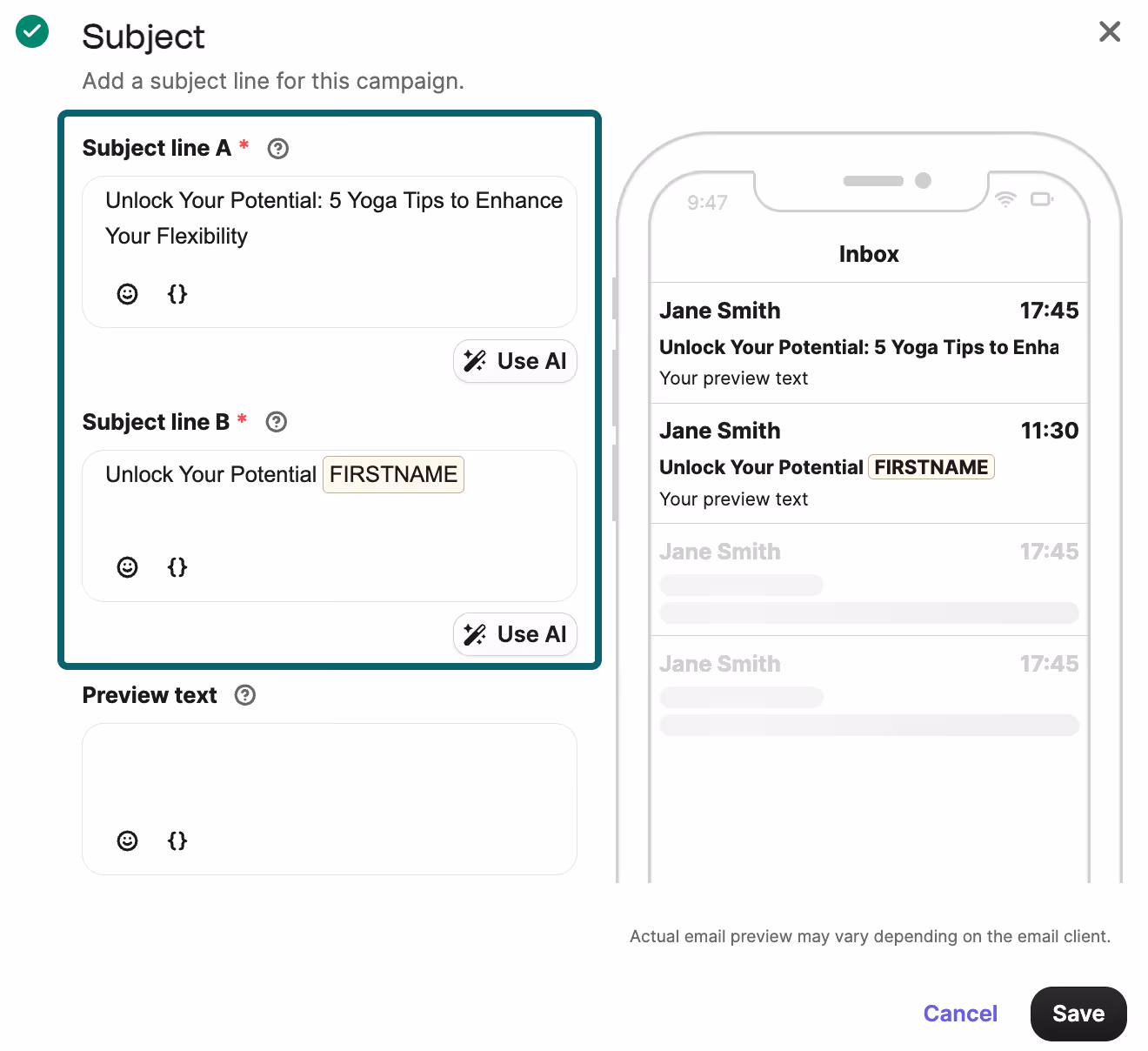 E-commerce transactional email subject lines