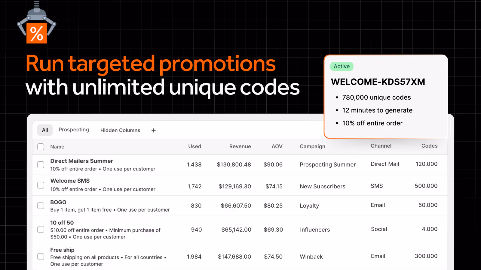 Shopify discount apps for discount codes: bulk discount code app