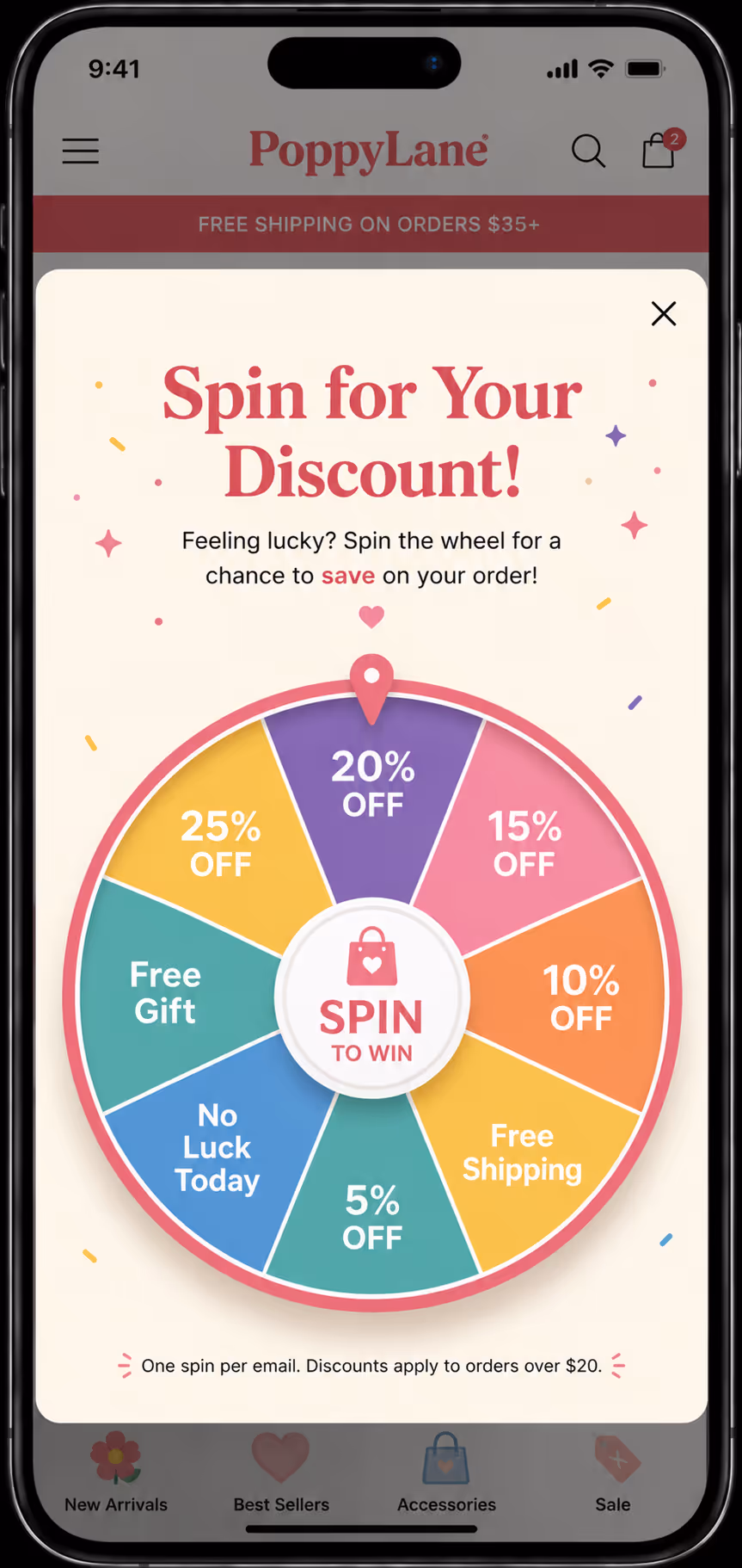 spin the wheel exit popup 