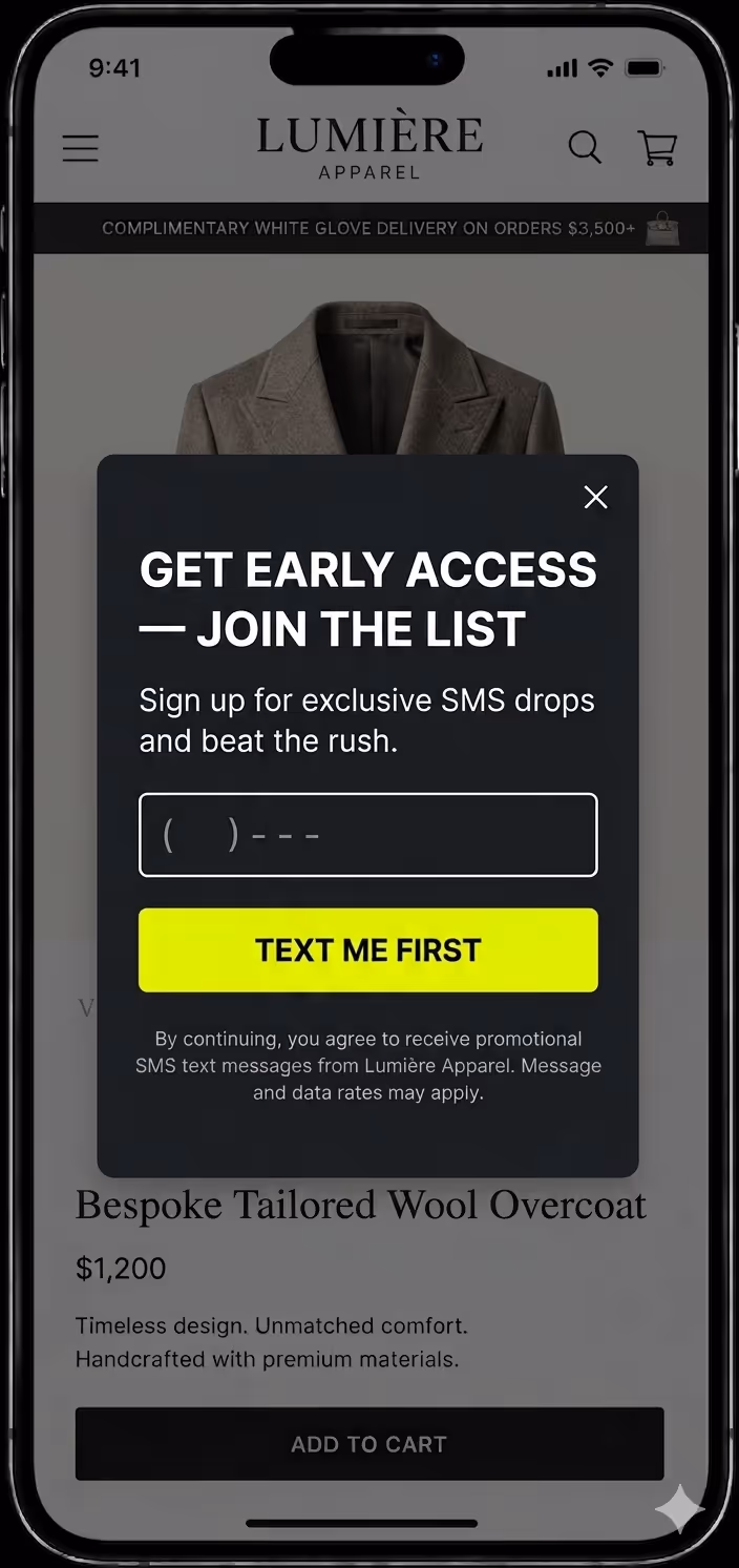 exit popup with sms option