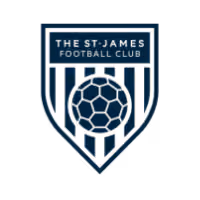The St. James Football Club logo featuring a stylized soccer ball and vertical stripes inside a shield.