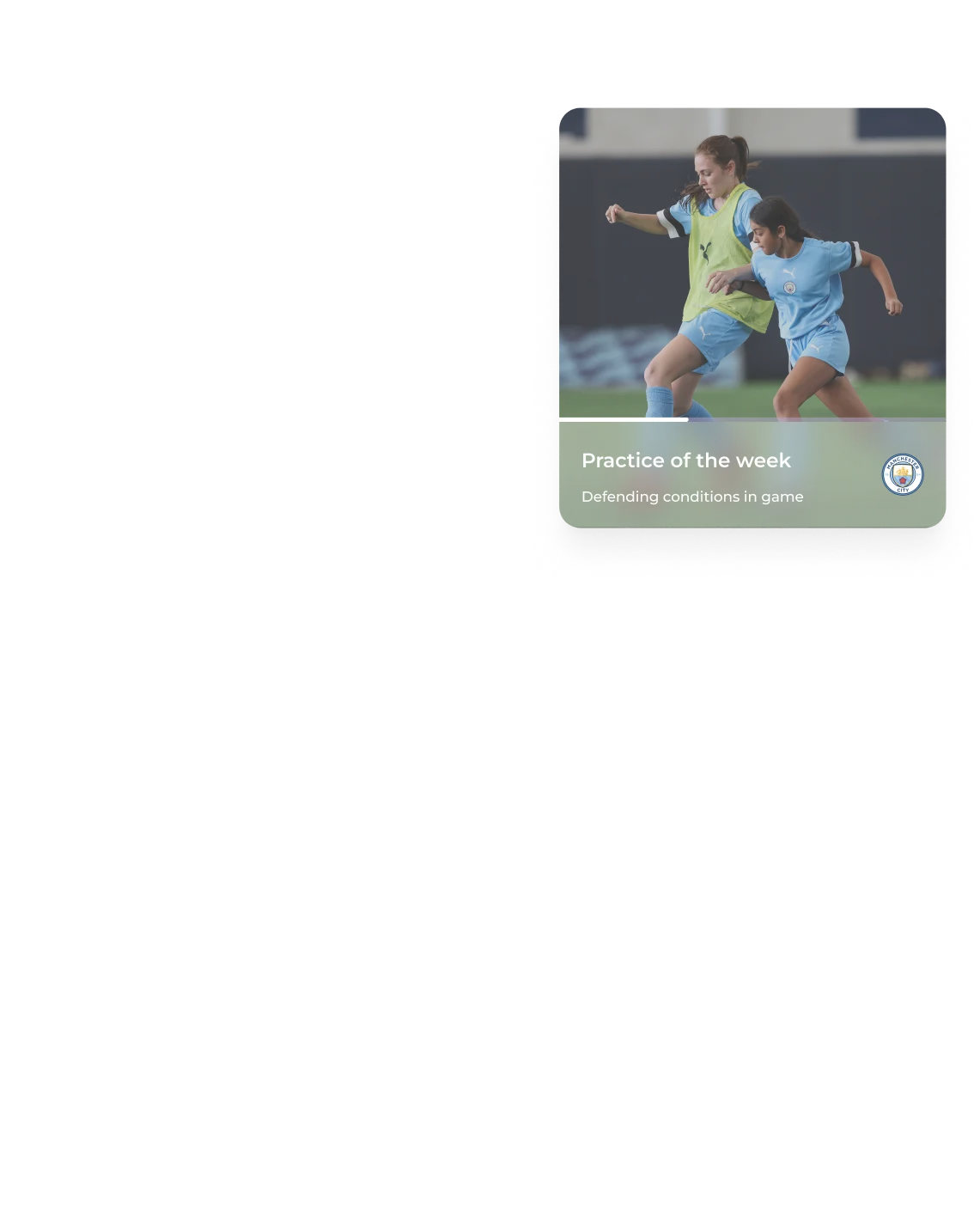Practice of the Week card with two youth players in Manchester City kit
