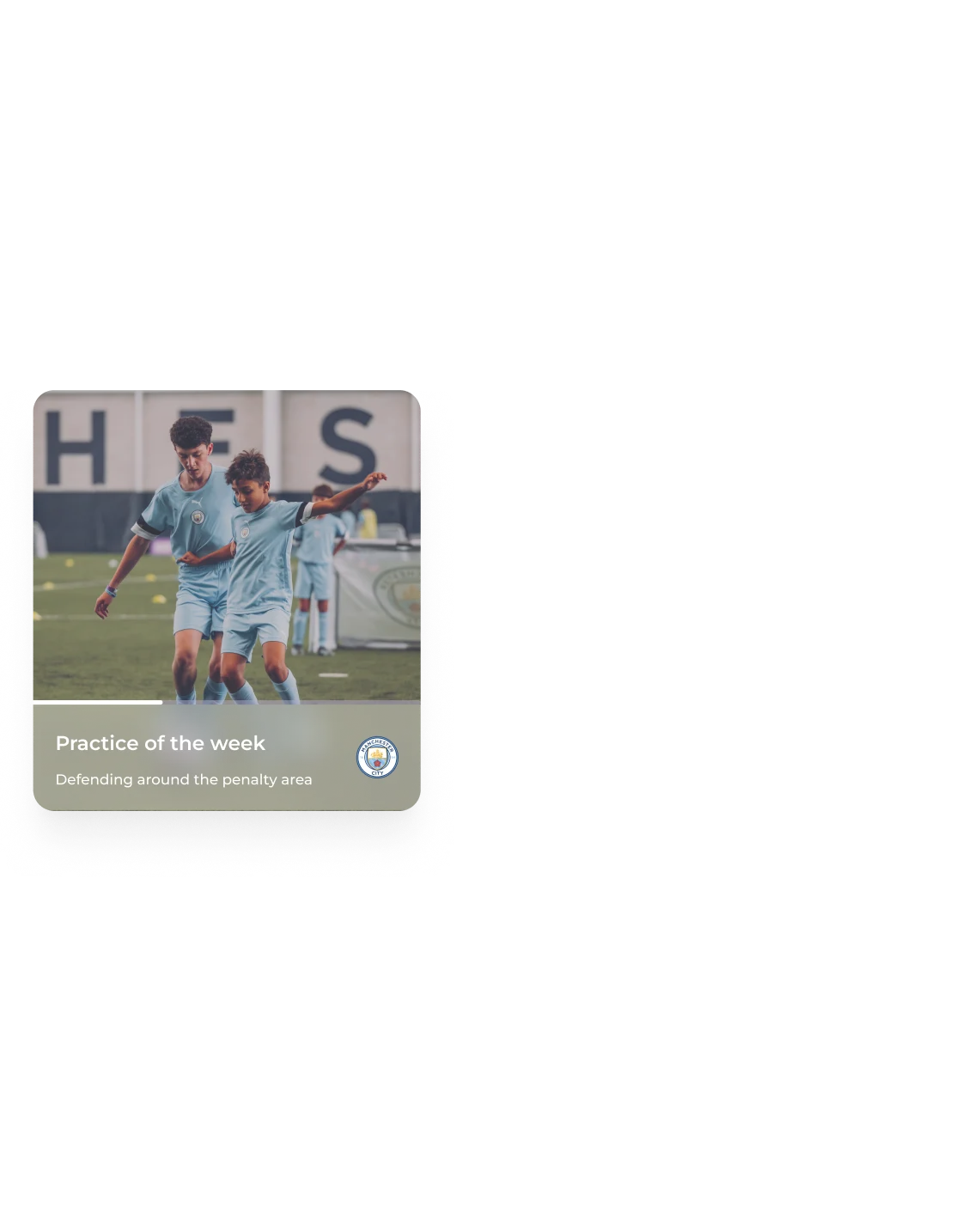 Practice of the Week card with two youth players in Manchester City kit