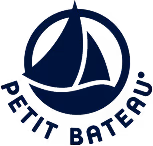Logo Petit Bateau représentant un bateau à voile stylisé avec le texte 'Petit Bateau' en arc en dessous.