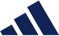 Logo Adidas avec trois bandes diagonales noires.