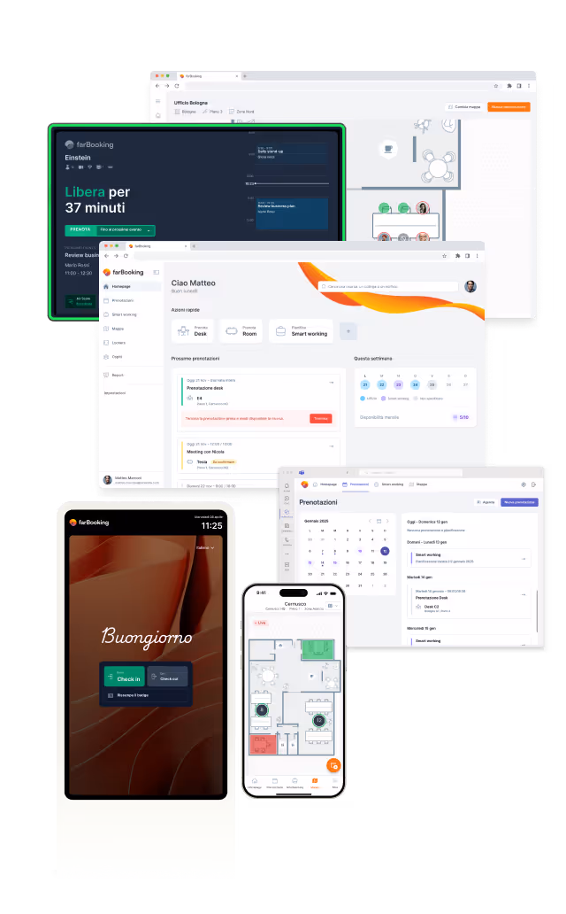 interfaccia di farBooking su vari touchpoint
