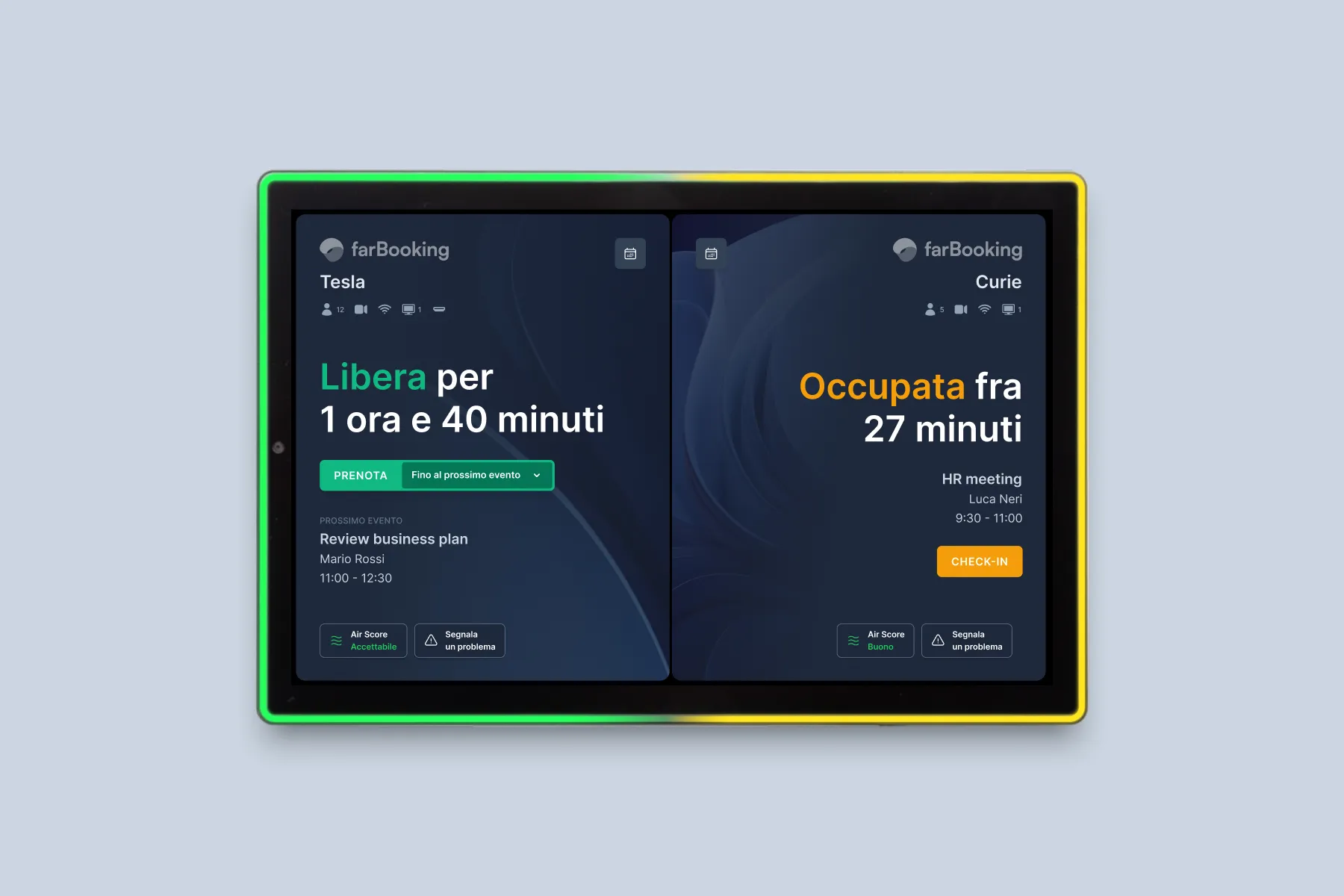 Tablet fuori porta con visualizzazione doppia