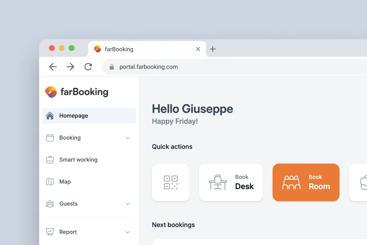 Schermata di prenotazione dell'app web