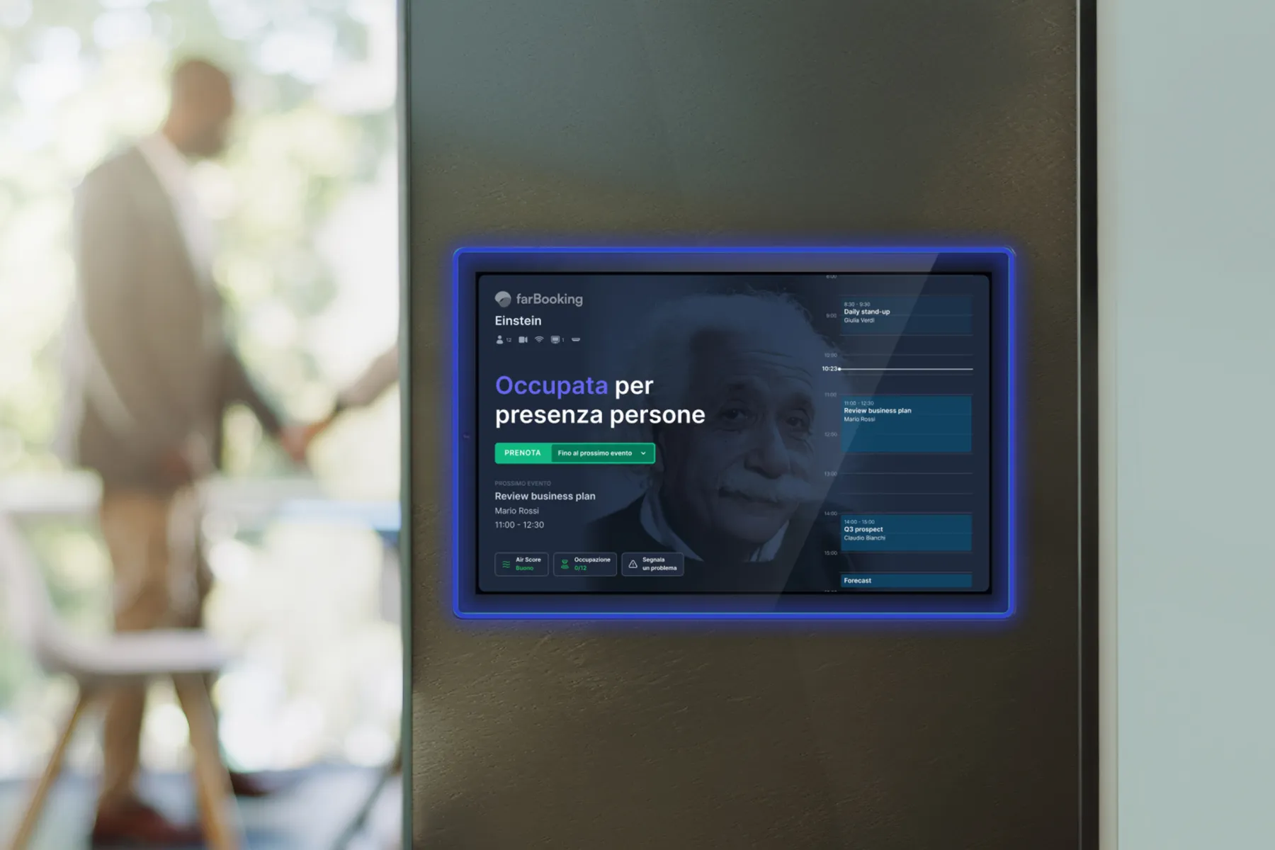 Tablet fuori porta con indicazione dell'occupazione