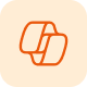 Orange interlocking shapes forming a stylized integration icon on a light peach background.