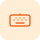 Icon of an orange external hard drive with dots on a light rounded square background.
