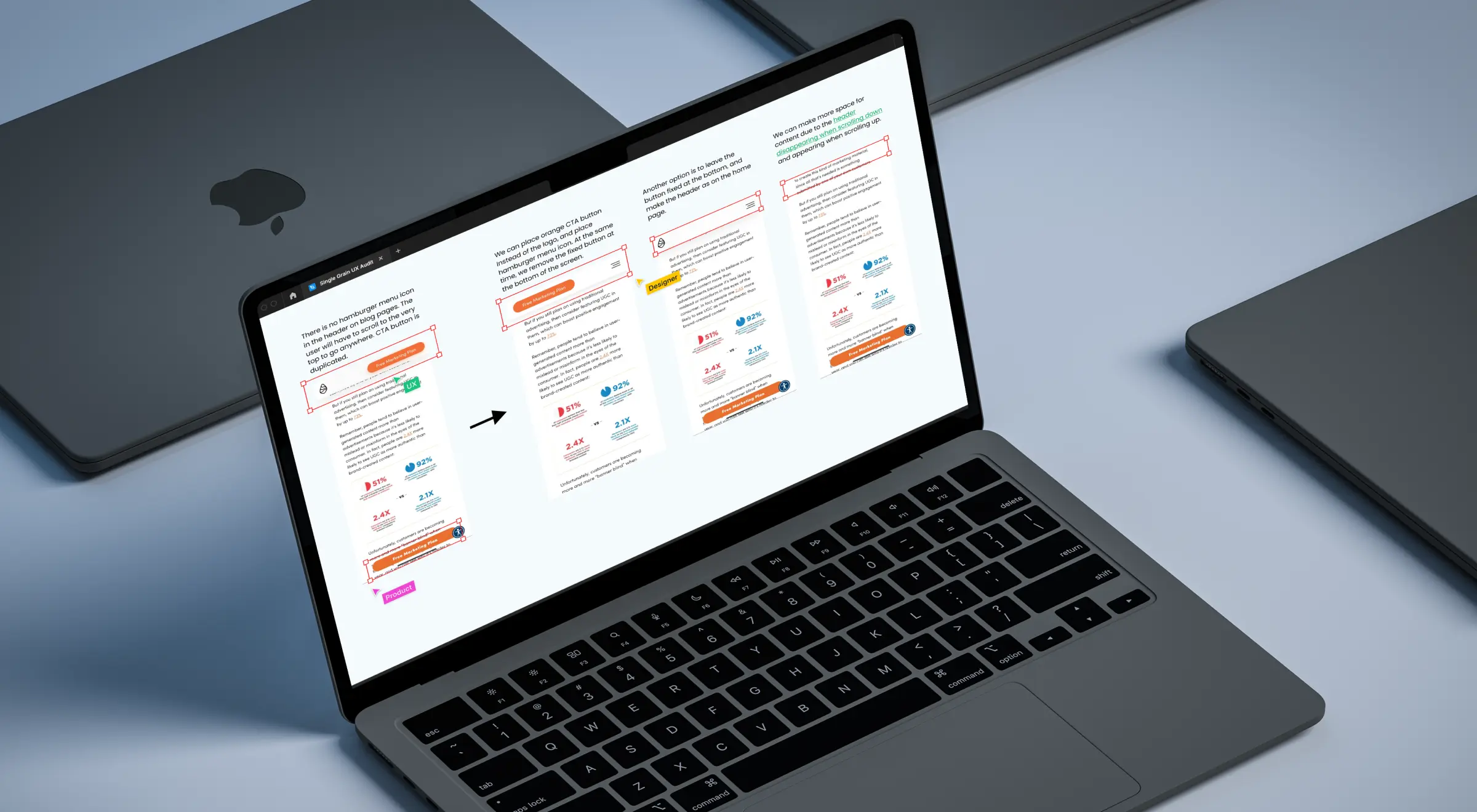 Colorful stickers in Figma Jam from UX research for user interviews