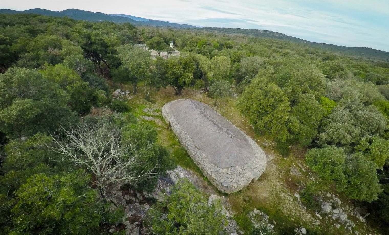 La maison néolithique reconstituée et son toit végétal