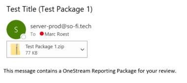 OneStream reporting package, parcel services